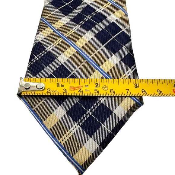 Men's Nautica Wearhouse‎ Regular Yellow And Blue Plaid Neck Tie NWT - Picture 7 of 7
